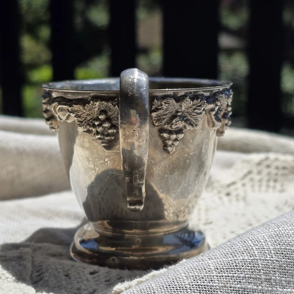 Old English Reproduction Elegant Silver Plated Creamer with Floral Design - Picture 6 of 9